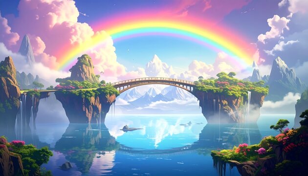 Rainbow Bridge with Mountain Lake.