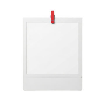 Blank polaroid photo frame with a red clothes peg