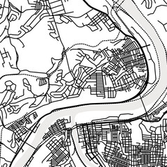 Obraz premium Symbol Map of the City West Mifflin (Pennsylvania, USA) showing the city center with a simple road network of black lines