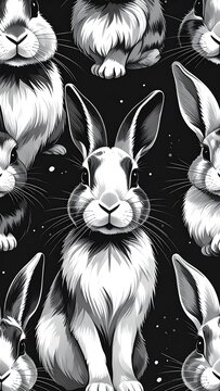 Rabbit Pattern with Black  White.