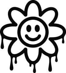 Fototapeta premium Smiling cartoon sun with dripping rays vector illustration