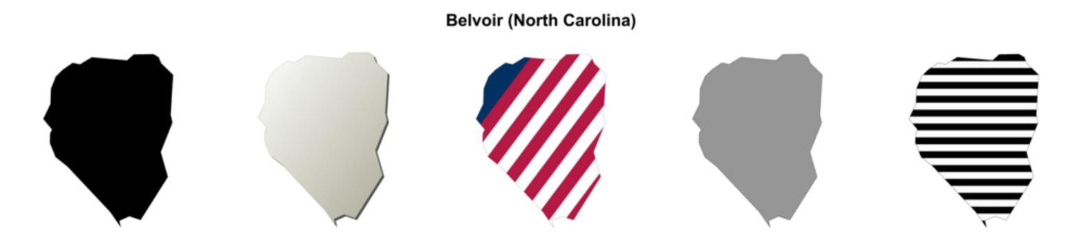 Belvoir (North Carolina) blank outline map set