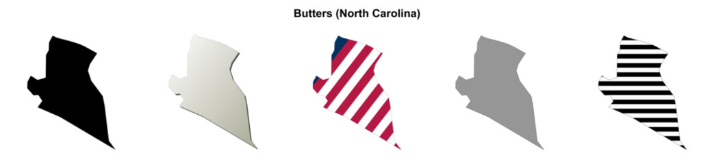 Obraz premium Butters (North Carolina) blank outline map set