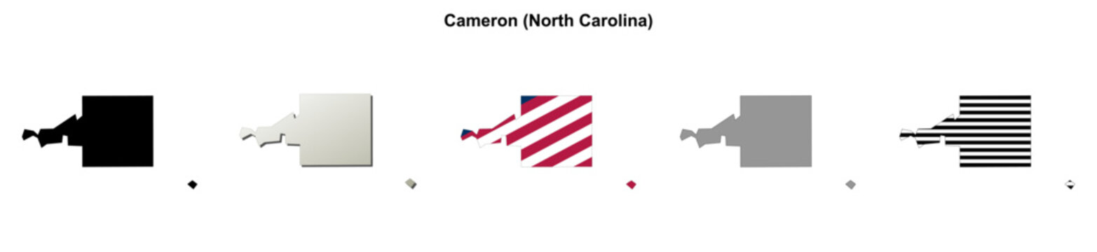 Cameron (North Carolina) blank outline map set