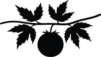 Silhouette vector graphic showing a single ripe berry branch design © Md