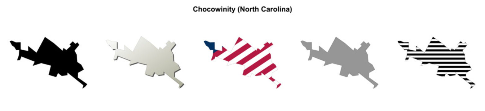 Chocowinity (North Carolina) blank outline map set