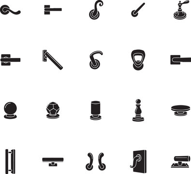 Set of door handles and knobs icons