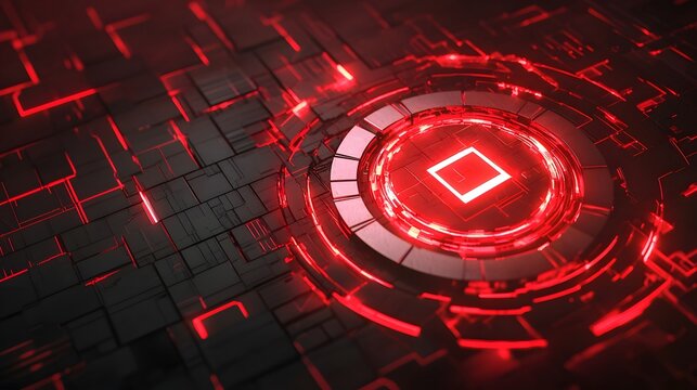 3d render of zero day symbol - cybersecurity digital concept, cold silver and glowing red