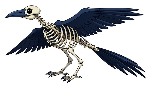 Raven skeleton illustration.