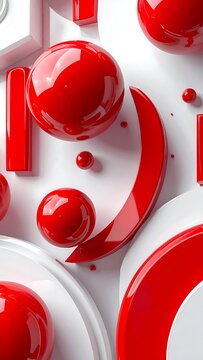 Red and white 3D shapes.