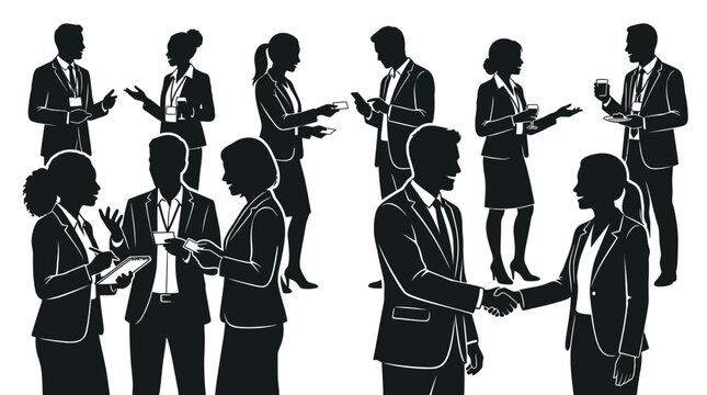 Business people network and shake hands during a formal corporate conference event for.