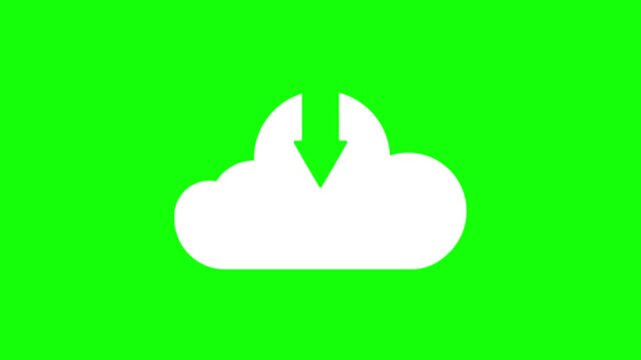 Cloud Computing Icon with Upload and Download Arrows Green Screen Loop