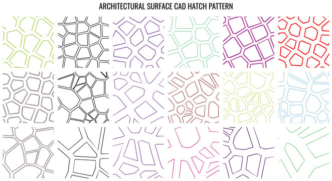 Diverse collection of linear cell patterns for architectural drafting and modern artistic surface visual design