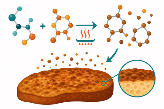 Maillard reaction food browning chemistry illustration