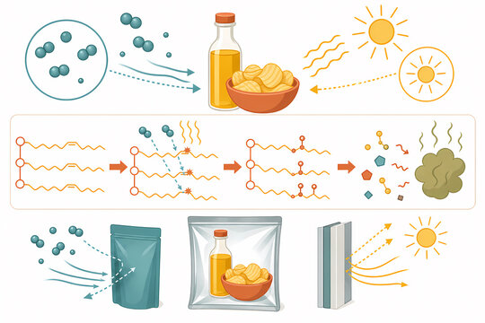 Lipid oxidation rancidity prevention illustration