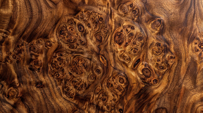 Abstract 3D walnut burl wood knot texture background