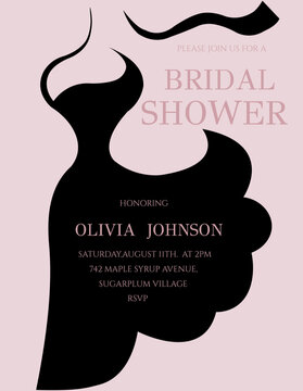 Bridal Shower invitation template erdding dress