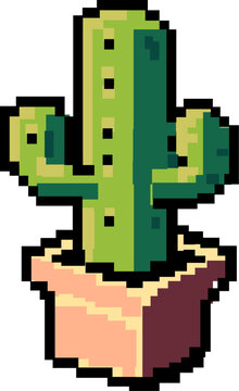 Retro Pixel cactus 8-bit vector graphic design