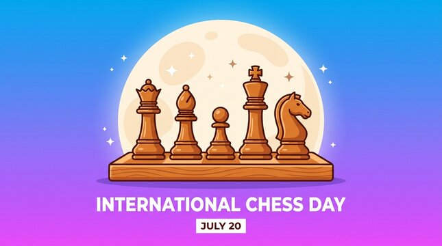 Chess pieces celebrating international chess day july 20