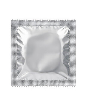 Square condom foil wrapper packet isolated on transparent background