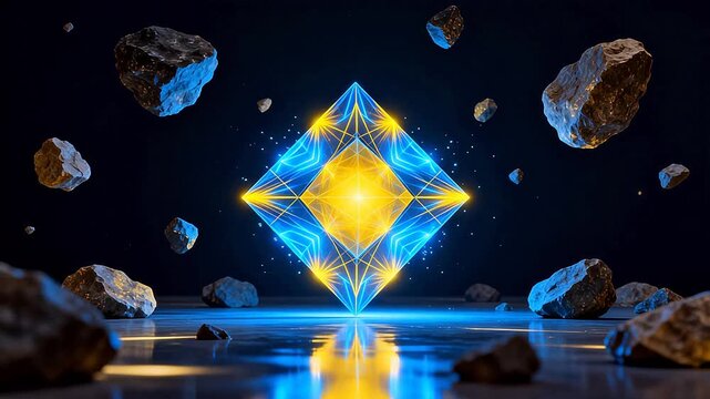 Glowing geometric shape in space