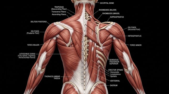 Human Back and Posterior Muscles Anatomical Model