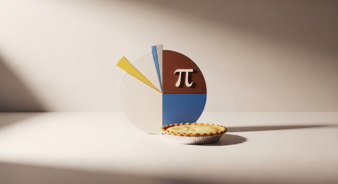 Creative Pie Chart with Pi Symbol and Pastry for Fun Mathematics Concept