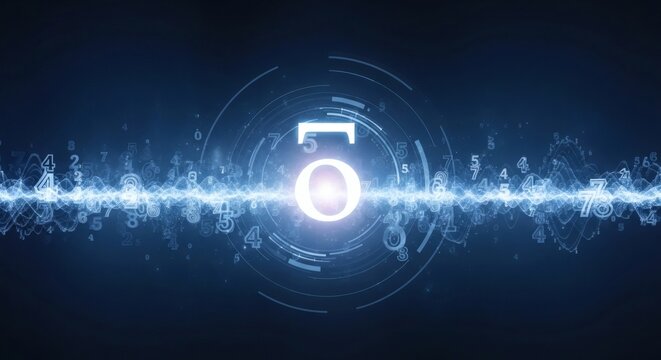 Futuristic Pi Symbol with Digital Soundwave Light Effect for Pi Approximation Day Concept