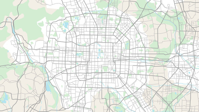 Beijing City Street Map, Abstract Urban District Vector Illustration with Roads, Highways and Navigation Pattern