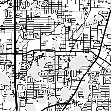 Symbol Map of the City Altamonte Springs (Florida, USA) showing the city center with a simple road network of black lines