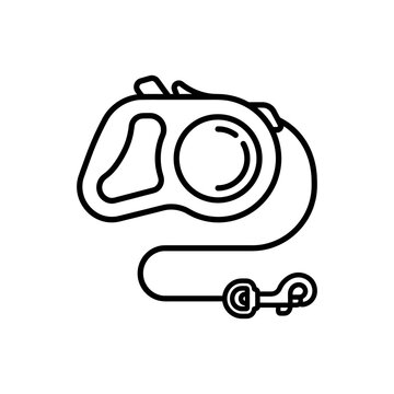 Retractable dog leash line icon pet walking accessory with retractable accessory training equipment management domestic supplies illustration