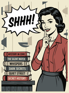 Secretive Woman with National Book Collection for Mystery and Suspense Reading