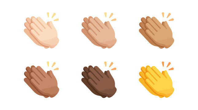 Collection of six minimalist clapping hands emoji icons.