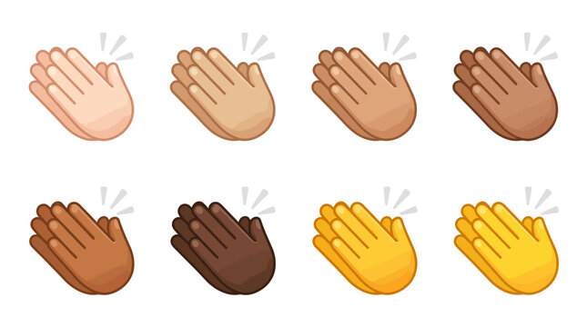 Collection of six minimalist clapping hands emoji icons.