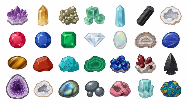 A vibrant collection of various precious stones and minerals on display
