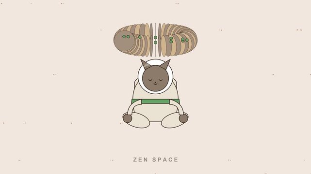 Astronaut Cat Meditating in a Cosmic Environment, Embracing Tranquility and Inner Peace