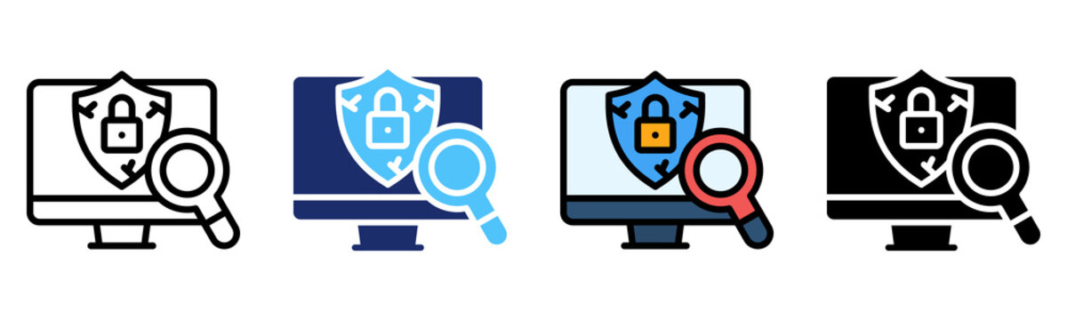 Vulnerability Scan Icon Multiple Style Collection Set 