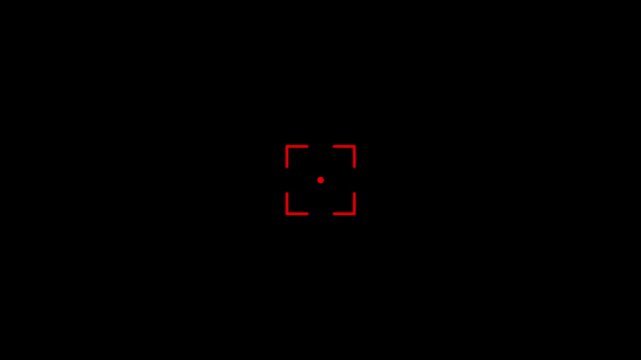 2D Animated Cartoon Style Sci-Fi Target Acquisition on Black Background