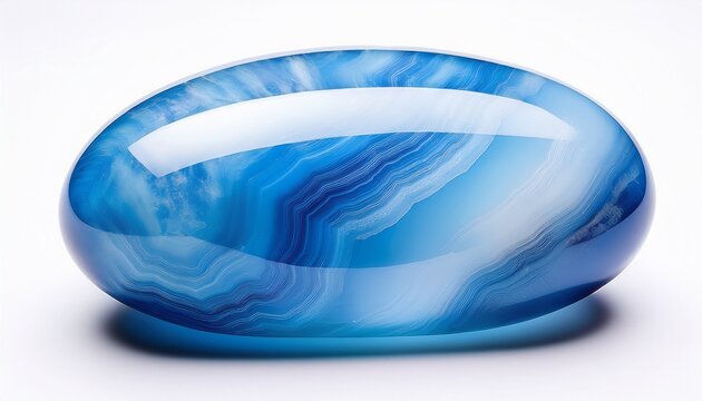 Smooth Angelite Displaying Its Heavenly Blue Color Peacefully Resting On A White Backdrop