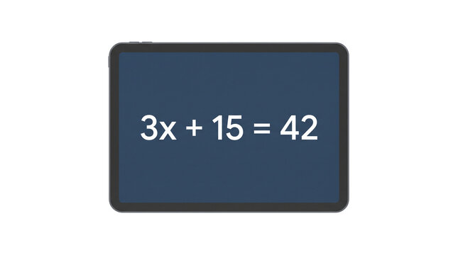math problem on tablet for back to school