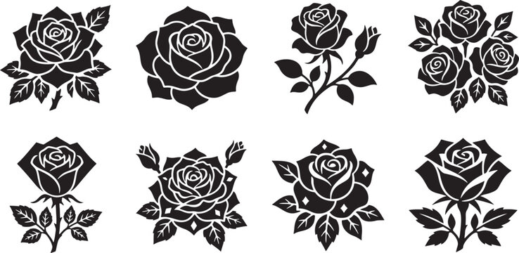 Beautiful detailed rose bushes and romantic long stem roses