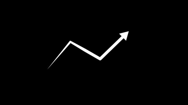 Business growth arrow animation.Cyan color growing business graph symbol.White color business arrow animation.