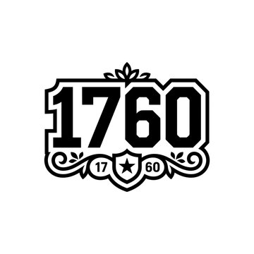 Retro 1760 Badge Design with Laurel Wreaths and Star Emblem