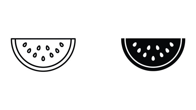 Professional Minimal Vector Icon Refreshing watermelon slice vector outline solid glyph icon Editable Stroke, Outline and Solid Style, Black Monochrome, Isolated on White Background