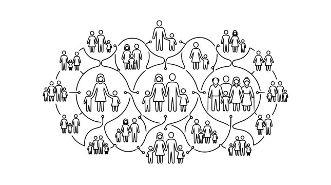 Family Tree Network Diagram Icon Set