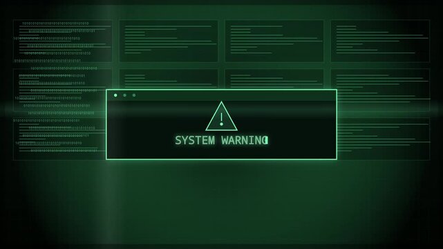 Digital System Alert Notification on a Green Computer Screen Interface