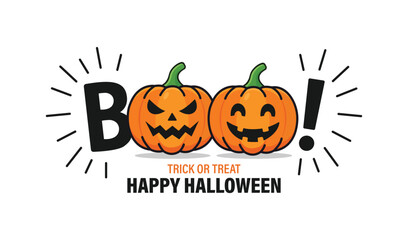 Happy halloween greeting with bold letter b and two smiling jackolanterns vector © Naim01