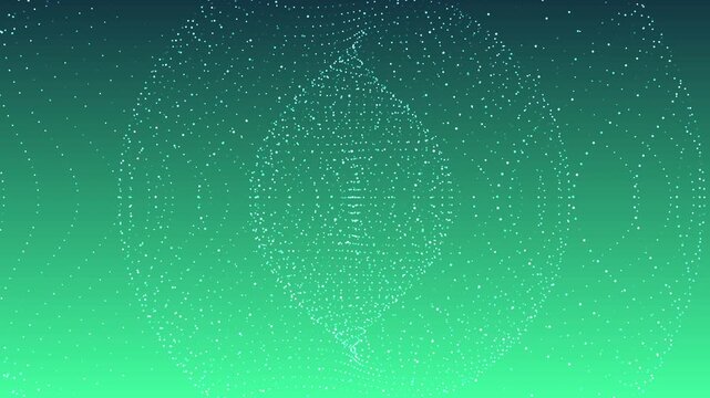 Abstract Pacific Dream gradient animation featuring glowing dot particles arranged in a globe-like pattern that rotates vertically.