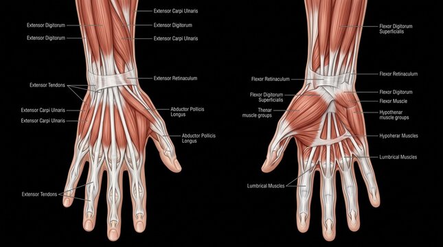 Human Hand Muscles and Tendons Anatomical Model