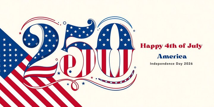 250th anniversary of the united states celebration design with american flag pattern